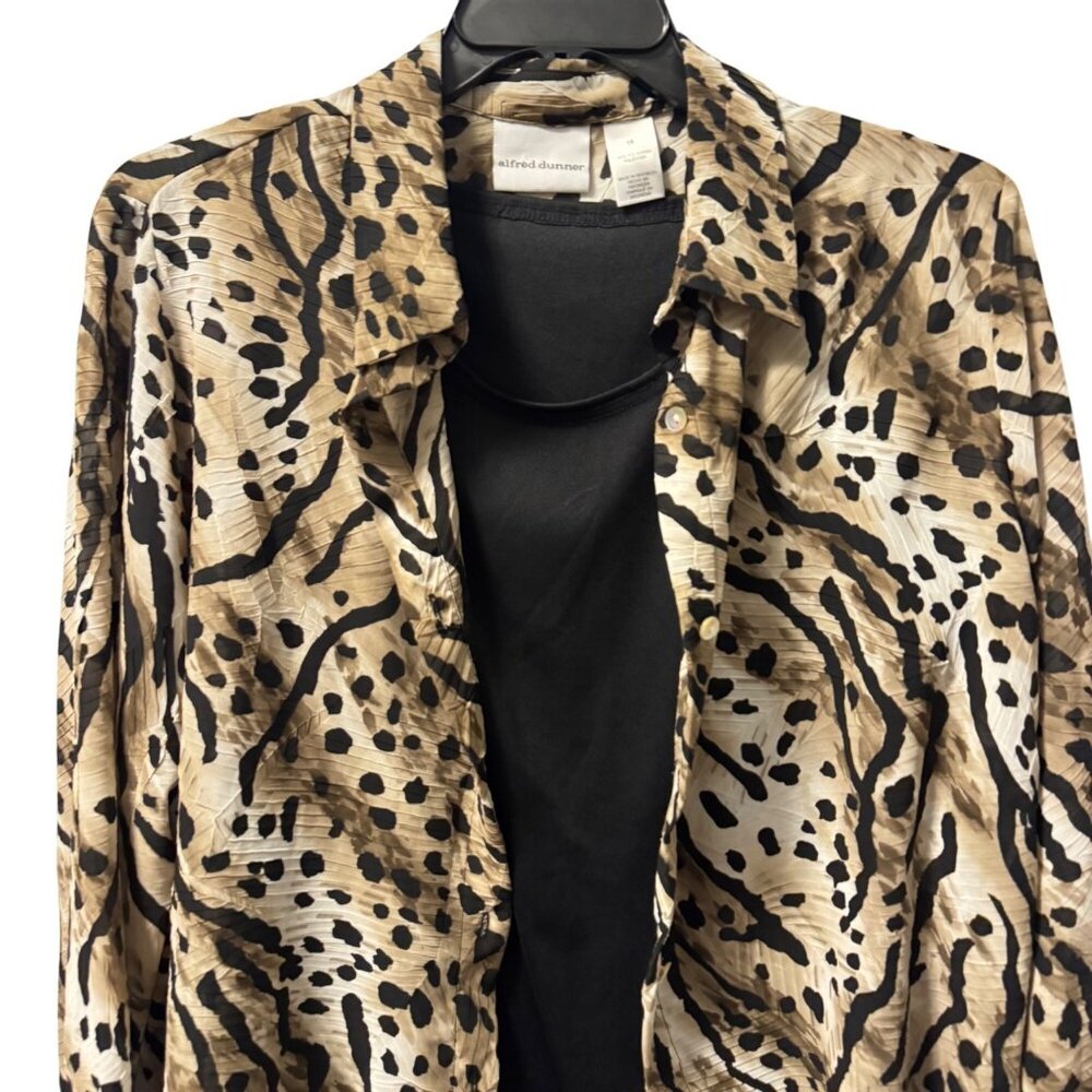 Alfred Dunner Leopard Print Button-Down Blouse Wi… - image 7